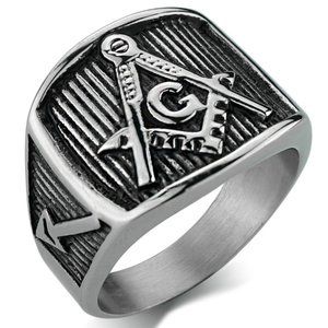 Handcrafted Masonic Ring Freemason Compass Titaniu
